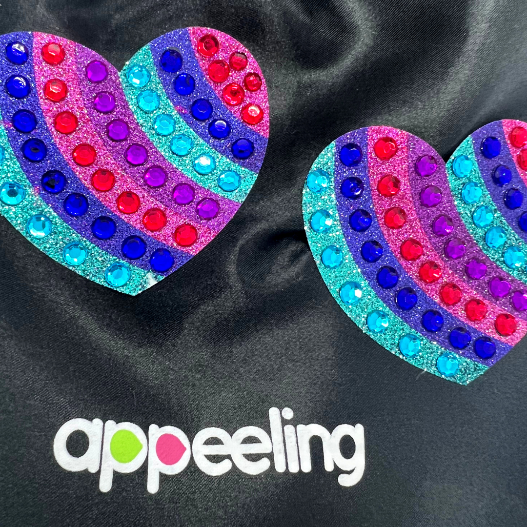 BILLIE - Glitter Heart Pride Nipple Pasties, Cubiertas para festivales, Raves Burlesque Lingerie