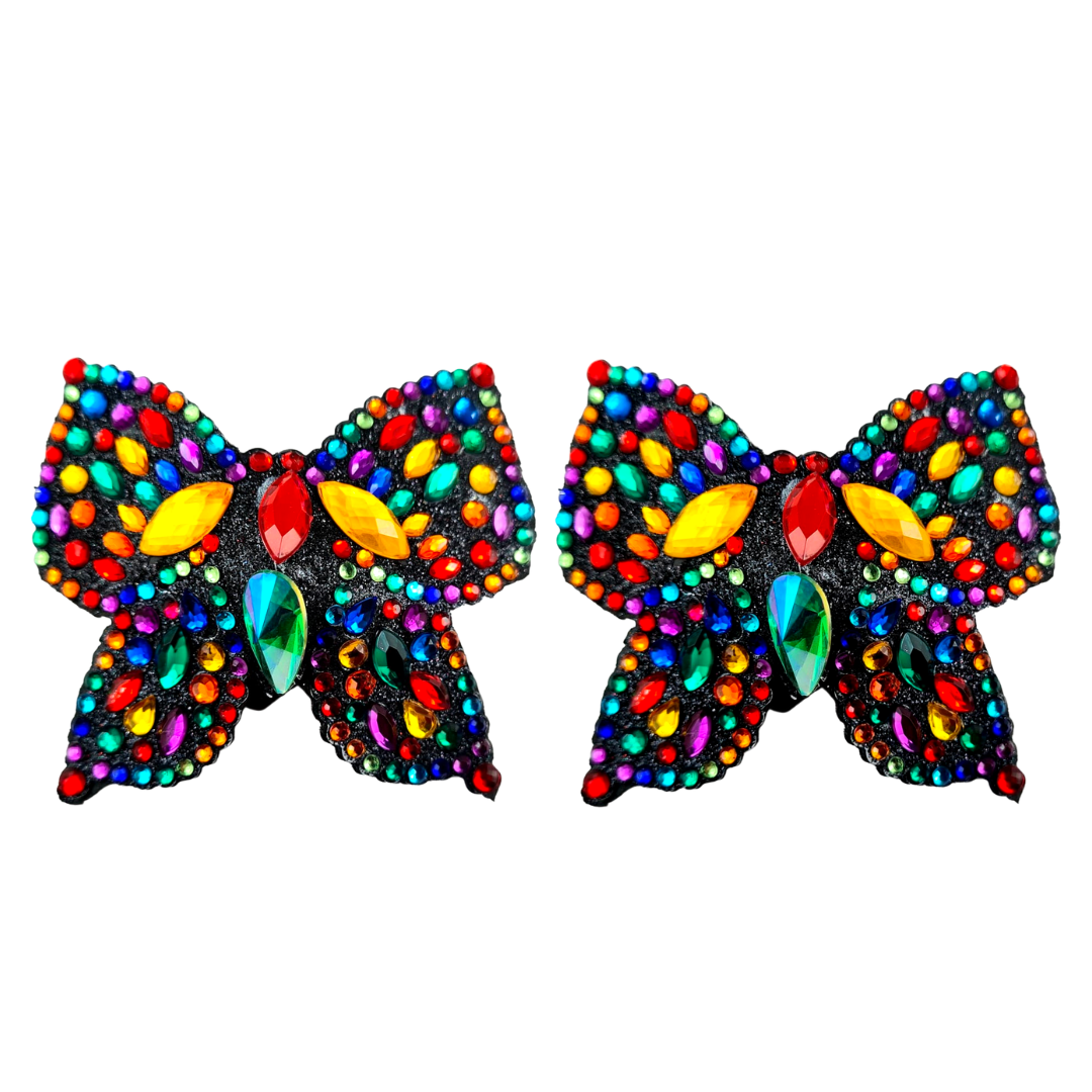 MADAME BUTTERFLY Glitter &amp; Gem Butterfly Pasties Cubiertas para pezones (2 piezas) para festivales Raves de lencería burlesca