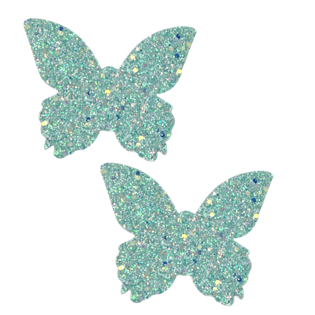 PIXIE Mint Green Butterfly Nipple Pasty, Couverture pour les festivals de lingerie Carnaval Burlesque Rave