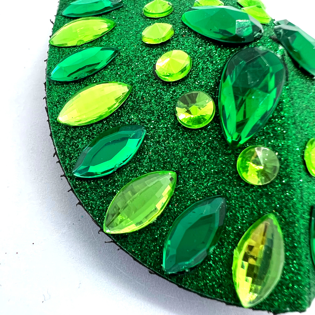GREEN GODDESS Glitter and Gem Green Teardrop Pasties (2pcs) , Nipple Cover for Lingerie Festivals Carnival Burlesque Rave