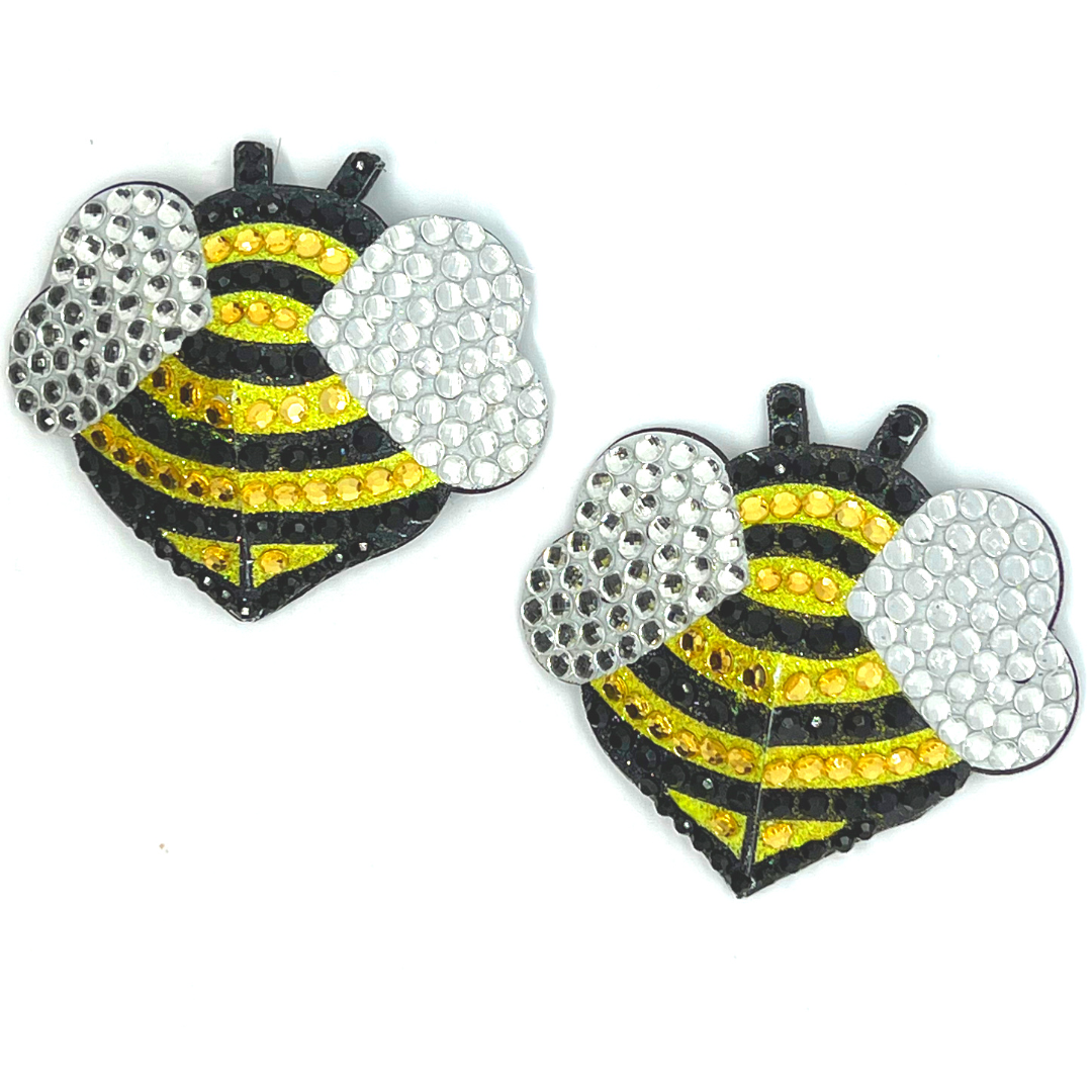 MISS BEEHAVE Glitter and Gem Bee Nipple Pasty, Couverture pour les festivals de lingerie Carnaval Burlesque Rave Carnival