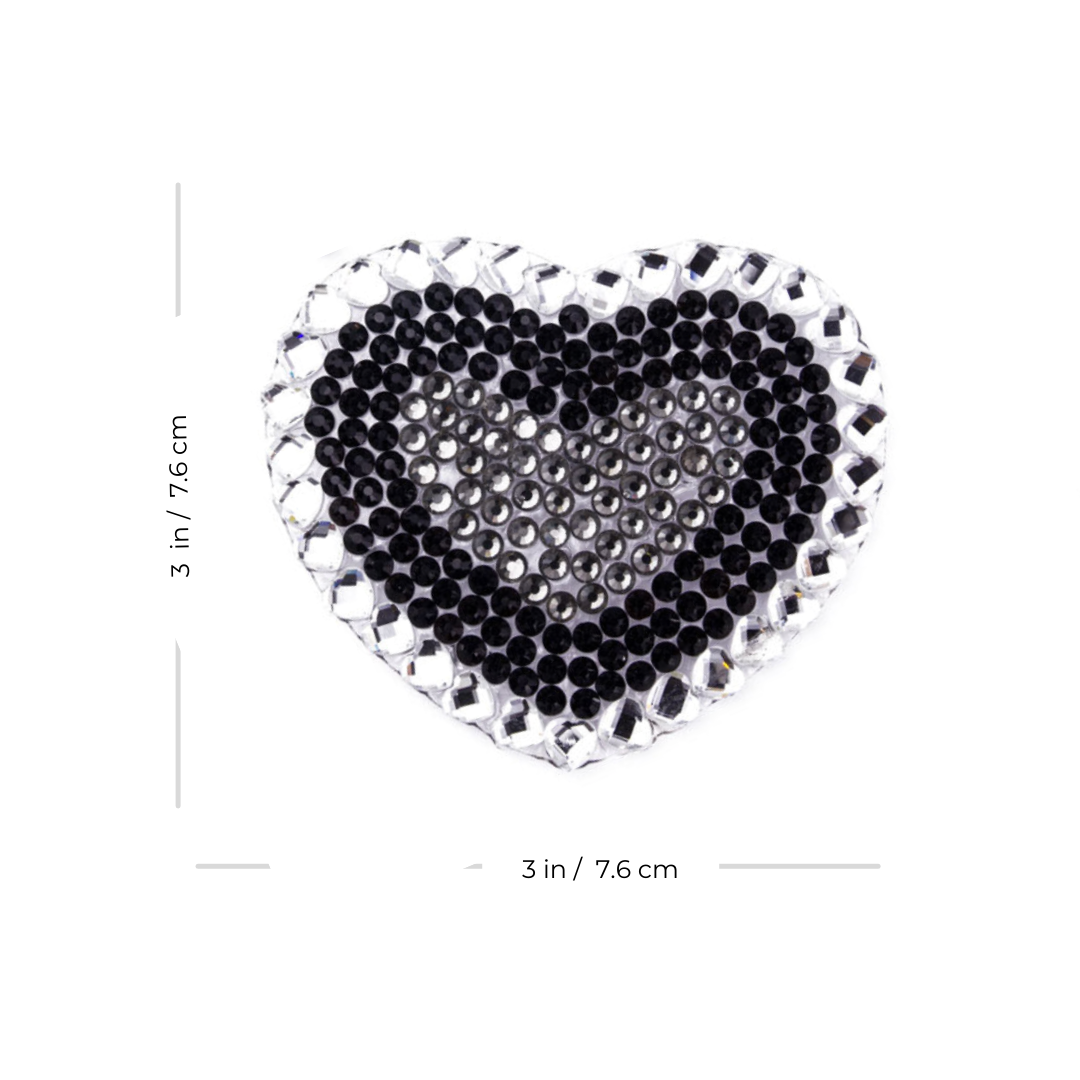 JOSEPHINE JEWEL - Pastilles de coeur en strass NOIR, bijoux de corps, glands burlesques, cache-tétons