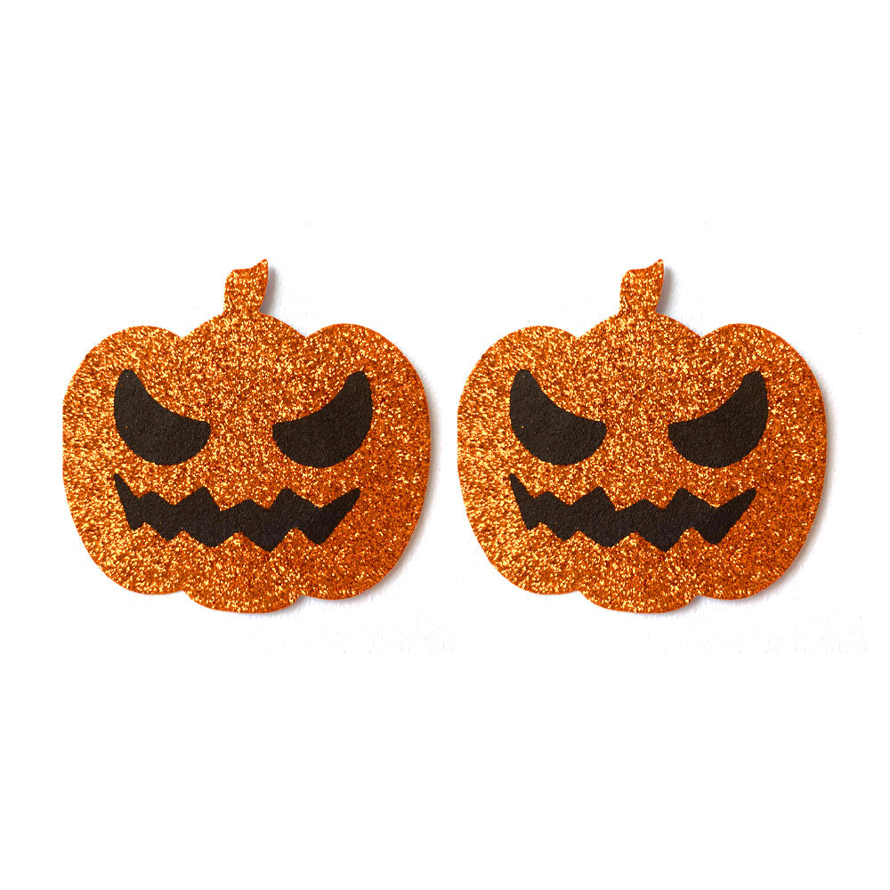 Pumpkin Spice pumpkin glitter pasties nipple covers for Halloween, Raves, Festivals, Parties, Burlesque