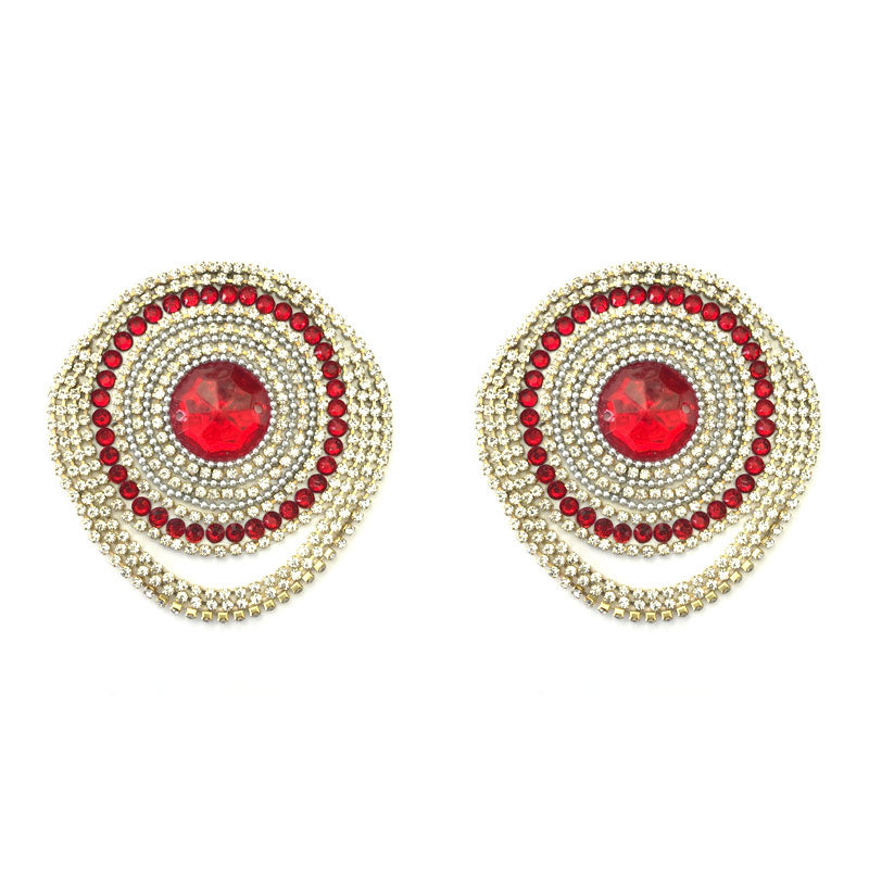 Ruby Tuesday Red & Rhinestone Nipple Pasty, Covers for Burlesque Raves, Lingerie and Festivals (2pcs) – SALE