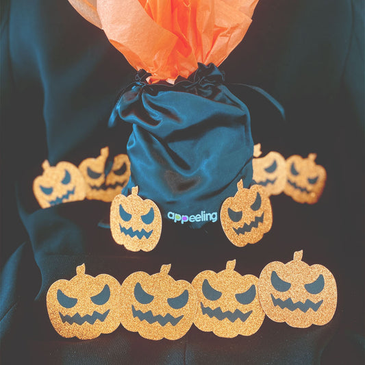 Bag of Tricks Pumpkin Halloween Glitter Pastie, Nipple covers for Burlesque Rave Lingerie Festivals – SALE