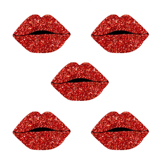 XO Red Glitter Lips ( 5 Pair Bundle) Nipple Pasties, Covers – SALE